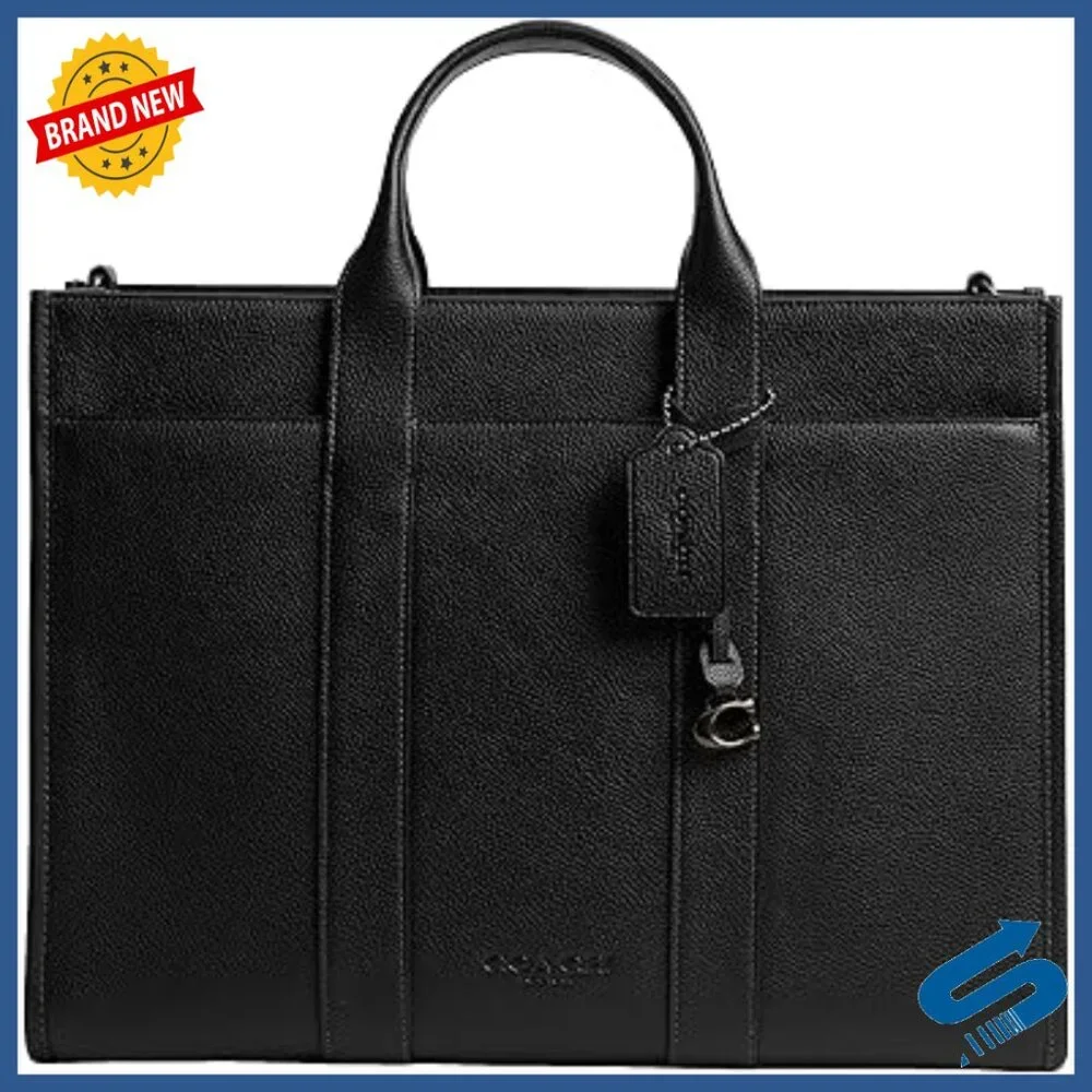 Leather Tote Bag with Detachable Crossbody Strap for Work & Everyday
